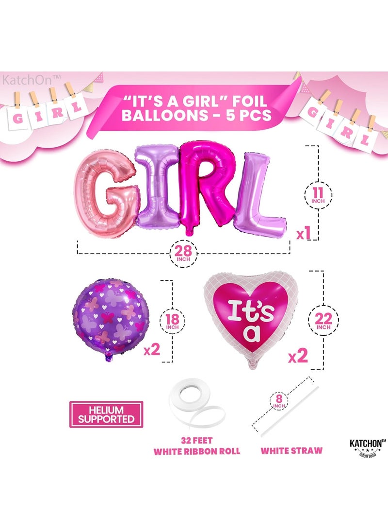 KATCHON Its A Girl Balloon Set - Pack of 4 | Girl Letter Balloons, Its A Girl Balloons for Baby Shower Decorations | Baby Girl Balloons, Girl Gender Reveal Decorations | Baby Shower Balloons for Girl - Image 3